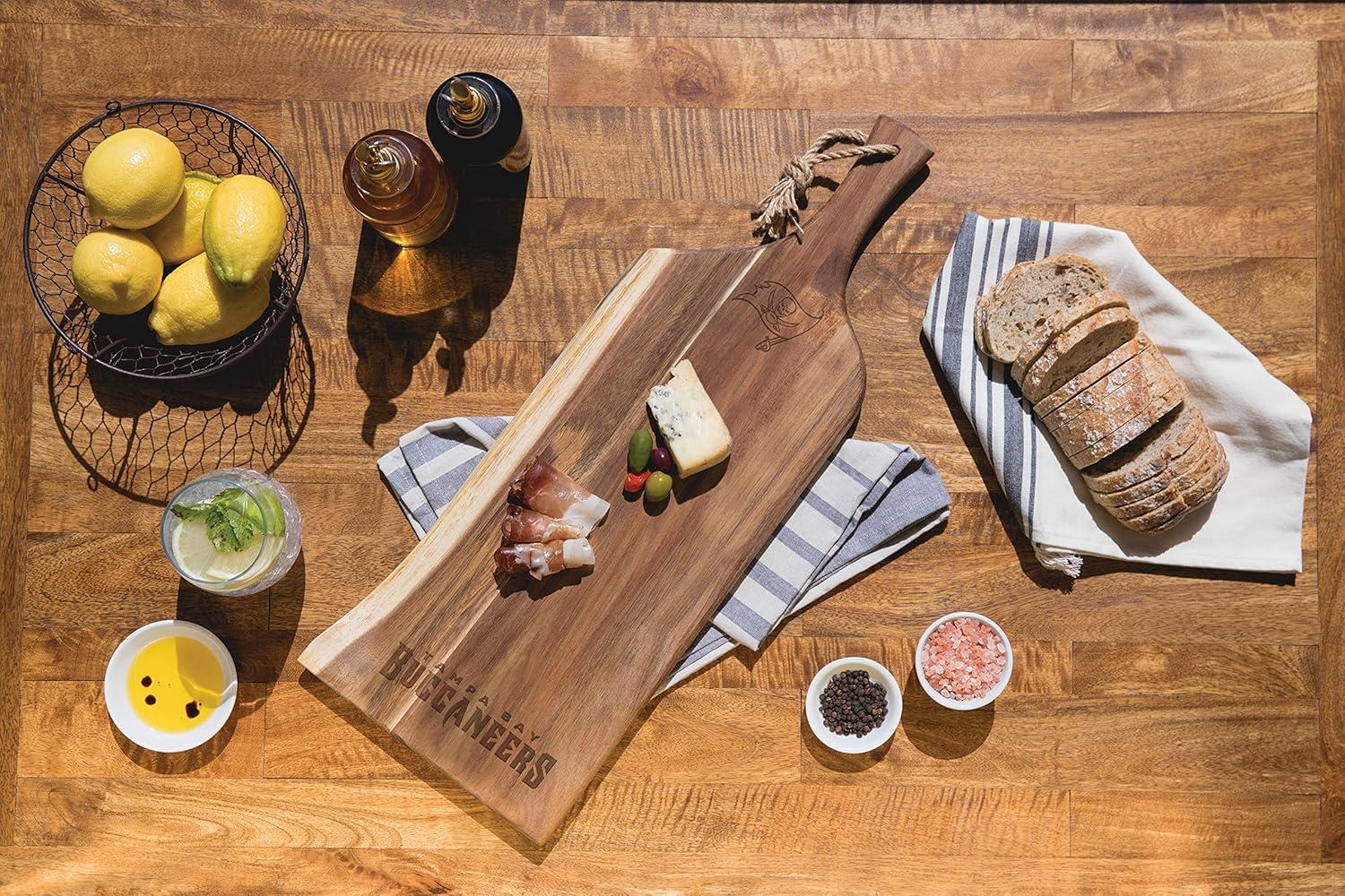 image:imagePICNIC TIME NFL Artisan 24 Acacia Charcuterie Board with Raw Wood Edge Cheese Board Serving PlatterTampa Bay Buccaneers