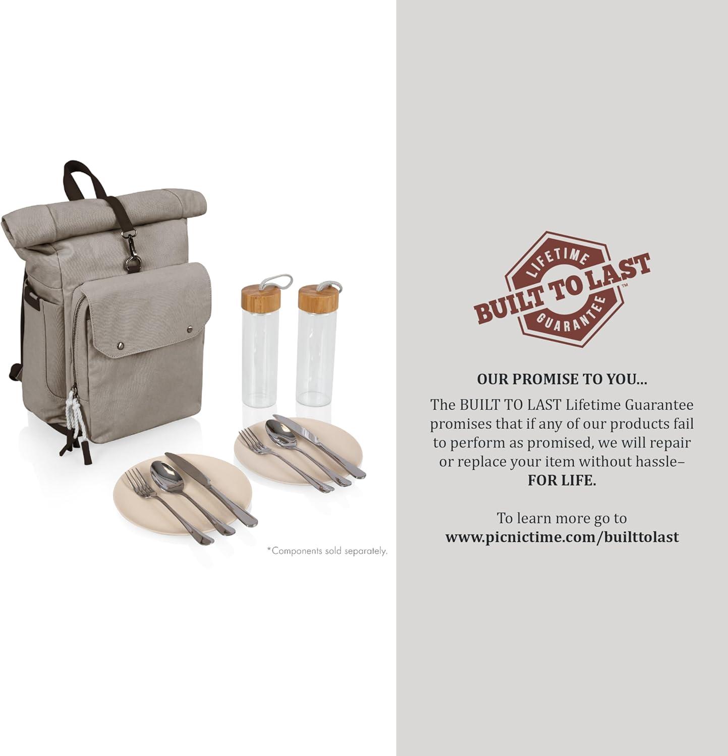 image:imagePICNIC TIME NFL Carmel Roll Top Picnic Backpack Cooler Canvas Cooler Bag Picnic Basket Set with Cooler Backpack GrayDallas Cowboys