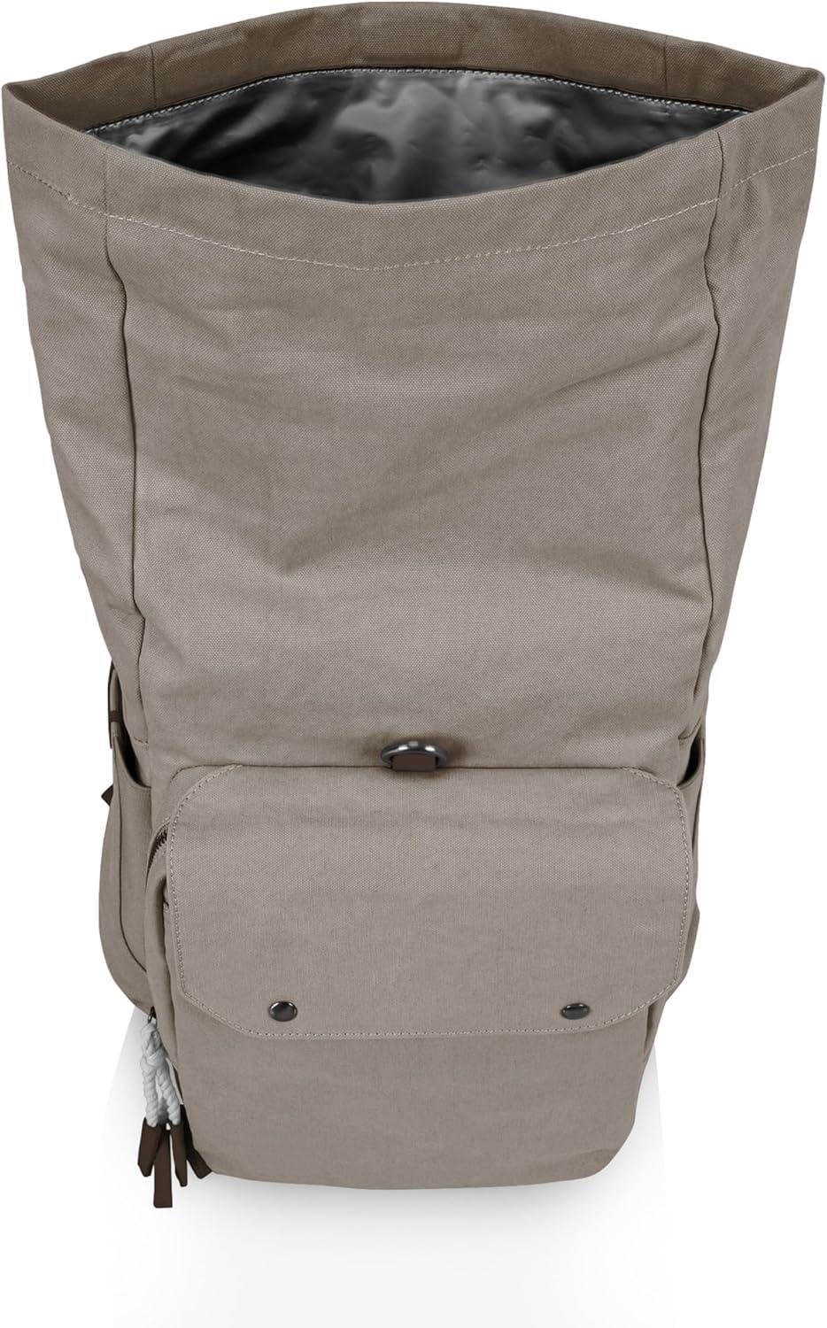 image:imagePICNIC TIME NFL Carmel Roll Top Picnic Backpack Cooler Canvas Cooler Bag Picnic Basket Set with Cooler Backpack GrayNew York Giants
