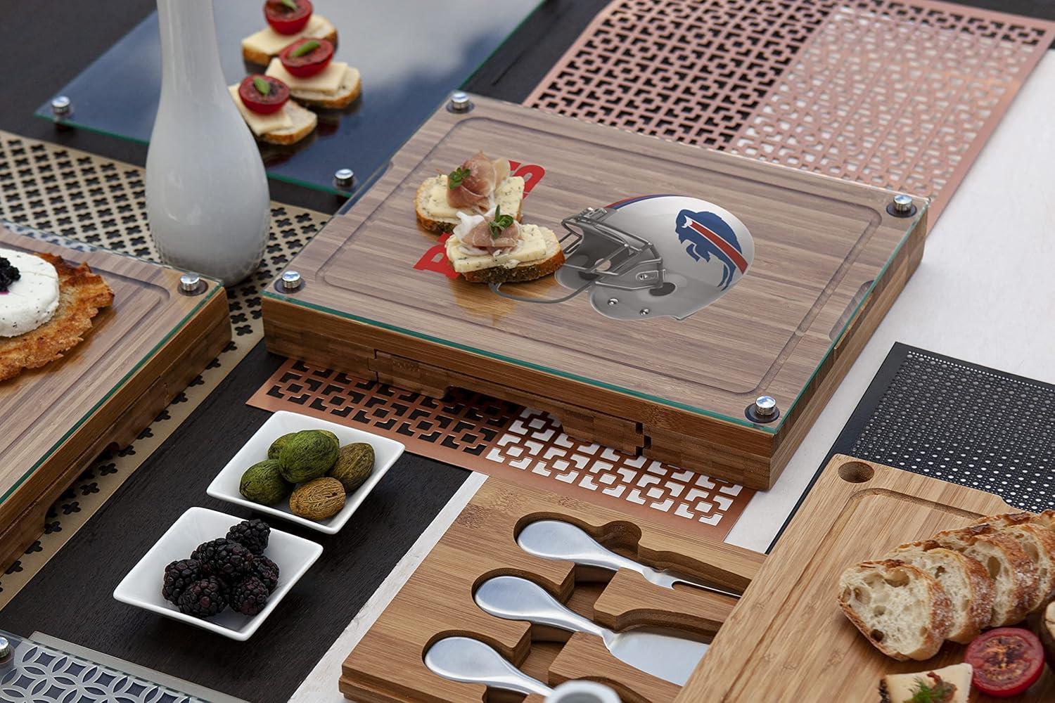 image:imagePICNIC TIME NFL Concerto Glass Top Cheese Board and Knife Set Charcuterie Board Set Glass Top Cutting Board BambooBuffalo Bills