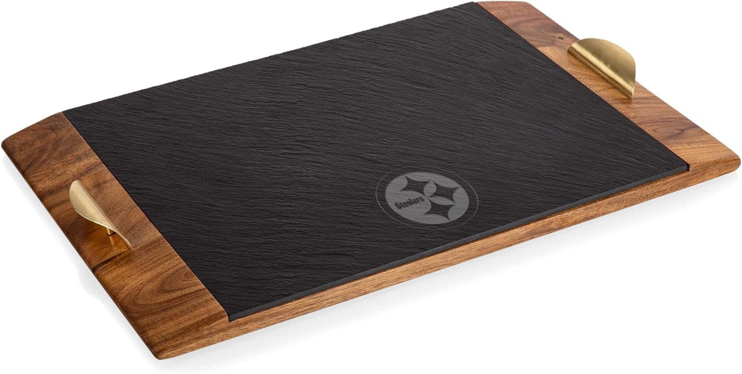 image:imagePICNIC TIME NFL Covina Acacia and Slate Serving Tray Acacia Wood amp Slate Black with Gold Accents Acacia Wood amp Slate Black with Gold AccentsPittsburgh Steelers