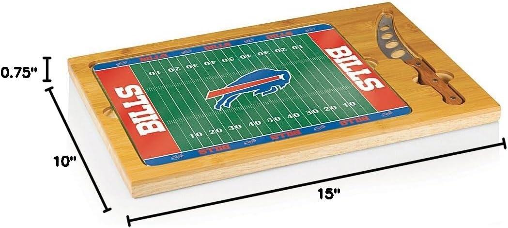image:imagePICNIC TIME NFL Football Field Icon Glass Top Cutting Board amp Knife Set Parawood amp BambooBuffalo Bills