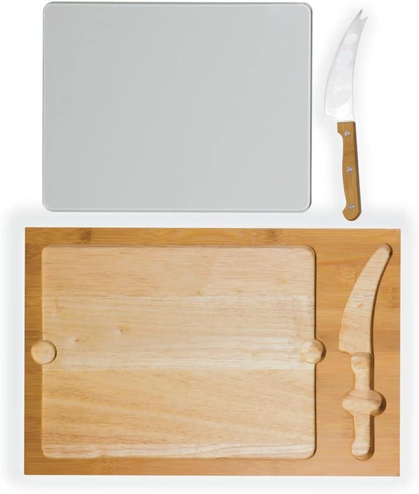 image:imagePICNIC TIME NFL Football Field Icon Glass Top Cutting Board amp Knife Set Parawood amp BambooCleveland Browns