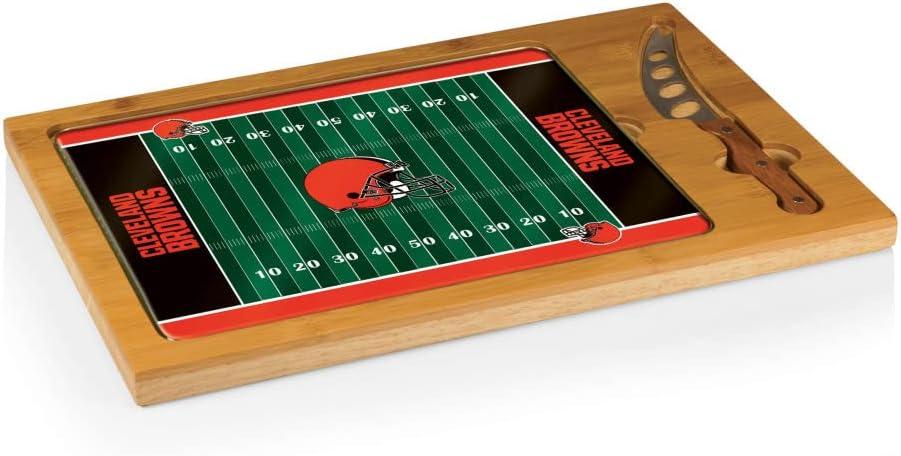 image:imagePICNIC TIME NFL Football Field Icon Glass Top Cutting Board amp Knife Set Parawood amp BambooCleveland Browns