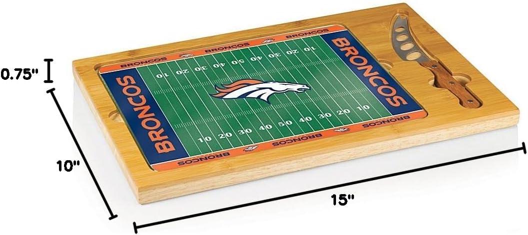 image:imagePICNIC TIME NFL Football Field Icon Glass Top Cutting Board amp Knife Set Parawood amp BambooDenver Broncos
