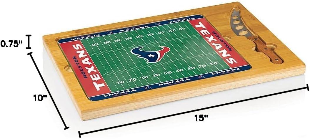 image:imagePICNIC TIME NFL Football Field Icon Glass Top Cutting Board amp Knife Set Parawood amp BambooHouston Texans