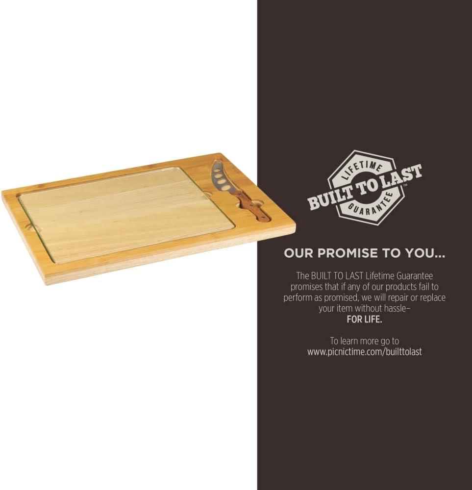 image:imagePICNIC TIME NFL Football Field Icon Glass Top Cutting Board amp Knife Set Parawood amp BambooNew Orleans Saints