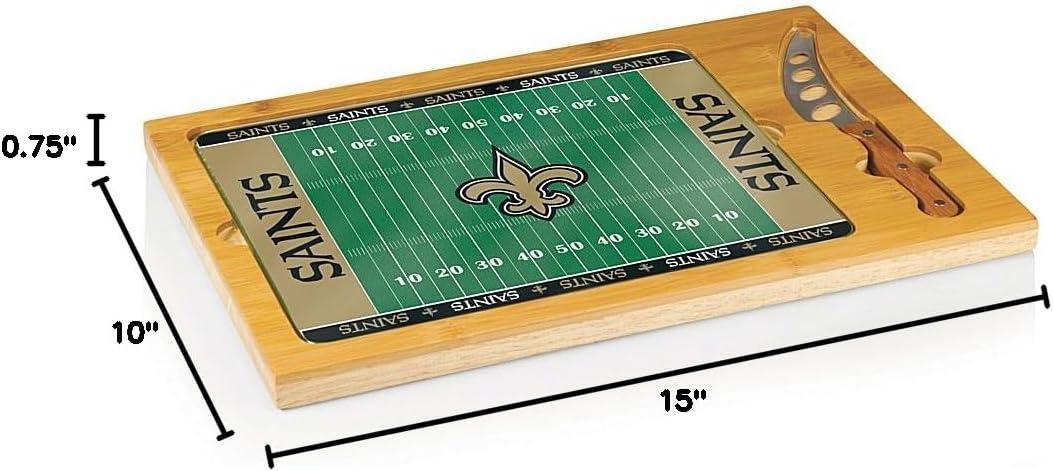 image:imagePICNIC TIME NFL Football Field Icon Glass Top Cutting Board amp Knife Set Parawood amp BambooNew Orleans Saints