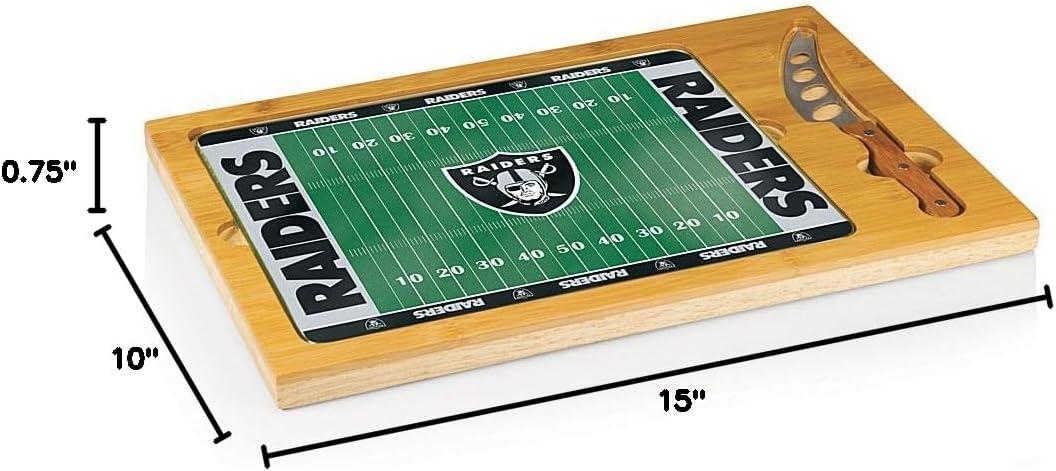 image:imagePICNIC TIME NFL Football Field Icon Glass Top Cutting Board amp Knife Set Parawood amp BambooOakland Raiders