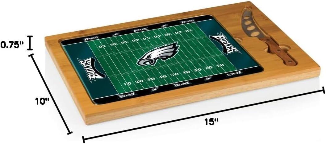 image:imagePICNIC TIME NFL Football Field Icon Glass Top Cutting Board amp Knife Set Parawood amp BambooPhiladelphia Eagles
