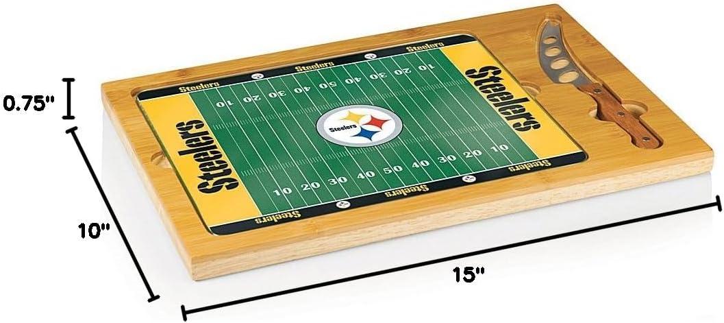 image:imagePICNIC TIME NFL Football Field Icon Glass Top Cutting Board amp Knife Set Parawood amp BambooPittsburgh Steelers