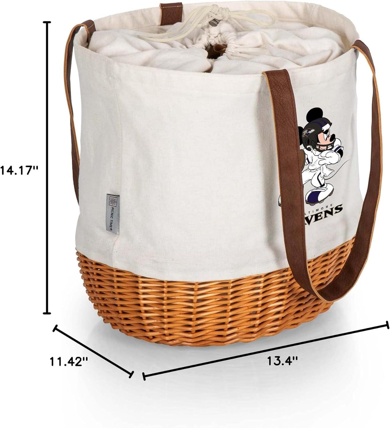 image:imagePICNIC TIME NFL Mickey Coronado Canvas and Willow Basket ToteBaltimore Ravens