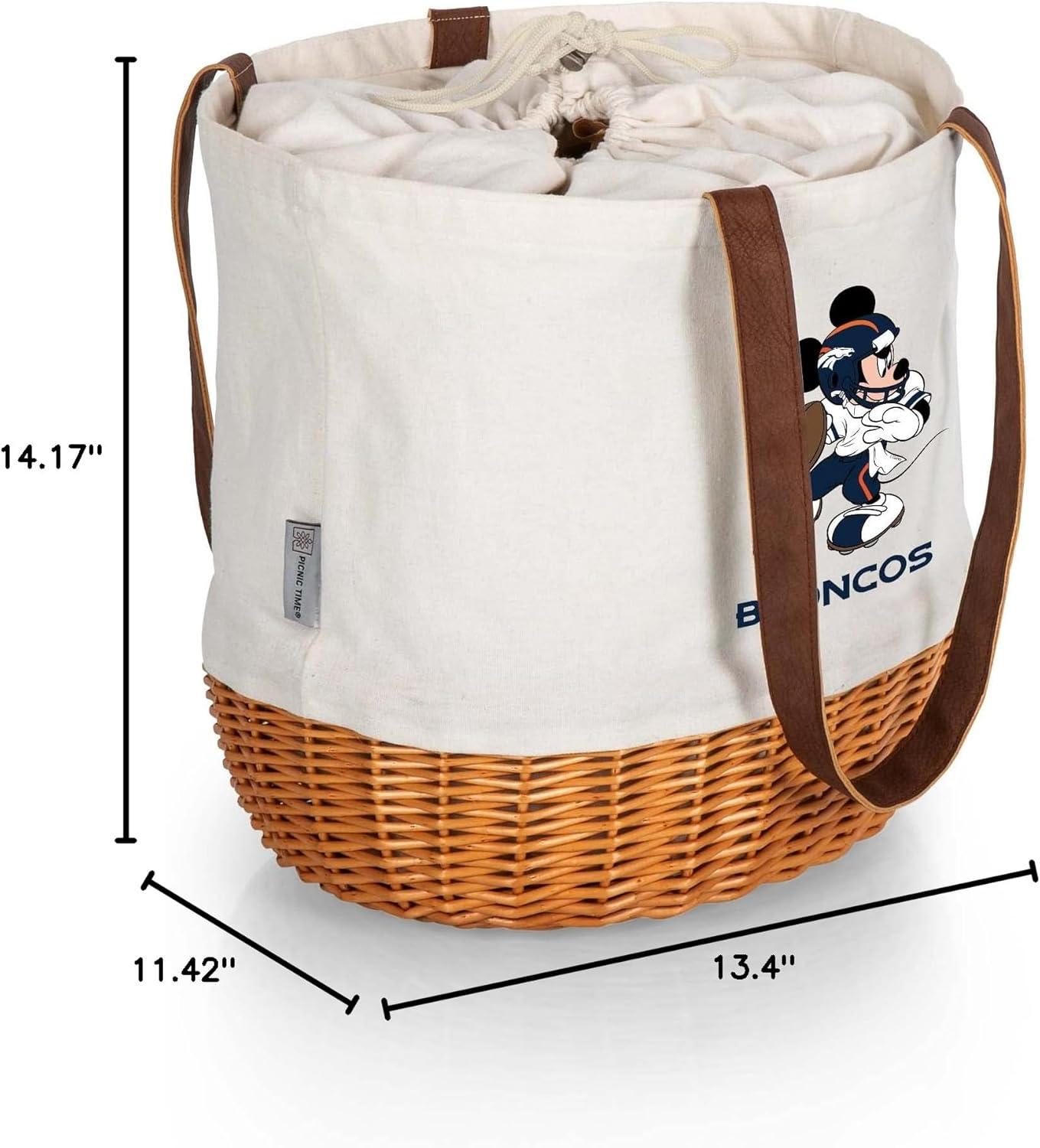 image:imagePICNIC TIME NFL Mickey Coronado Canvas and Willow Basket ToteDenver Broncos