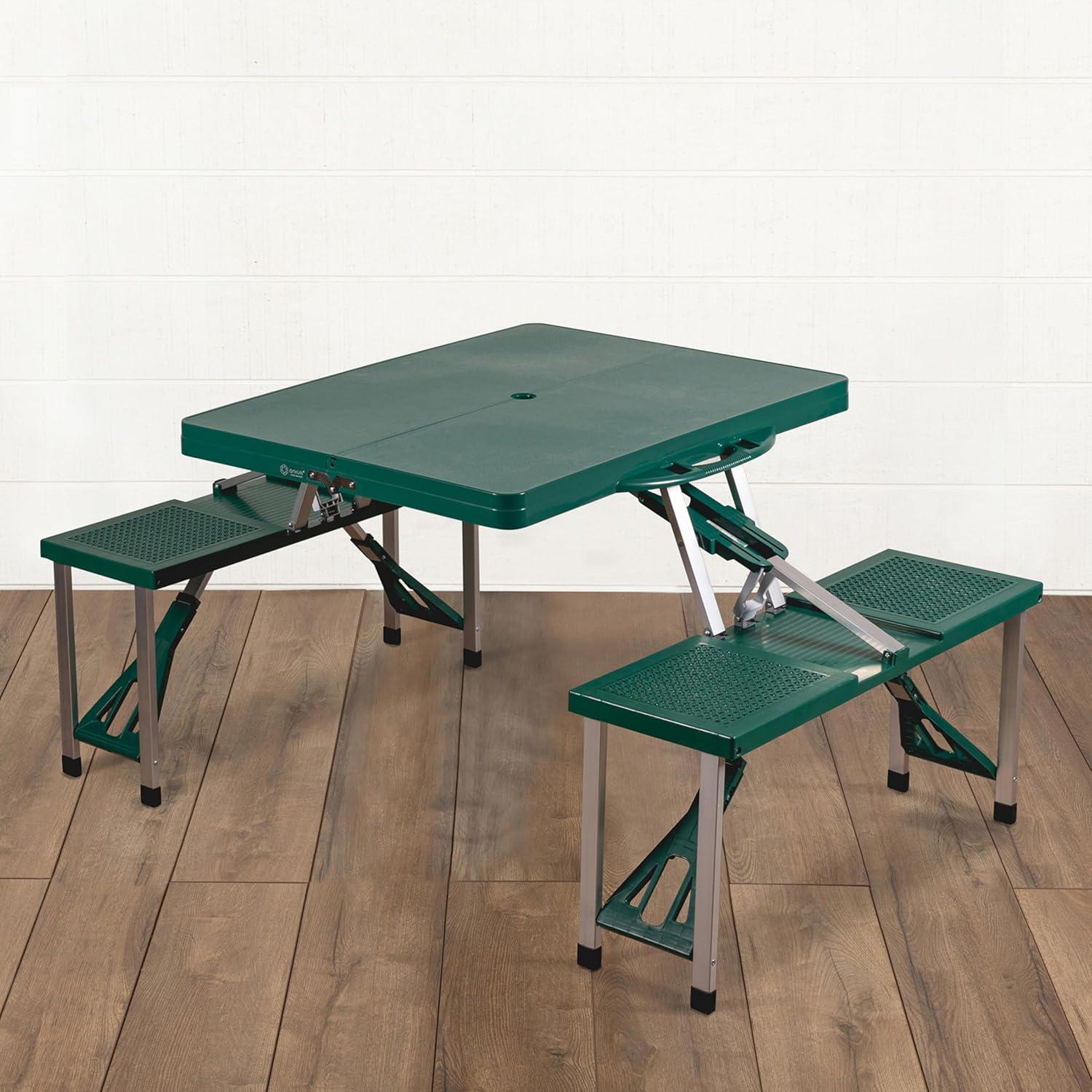 image:imagePICNIC TIME NFL Picnic Table Portable Folding Table with Seats and UmbrellaHunter Green