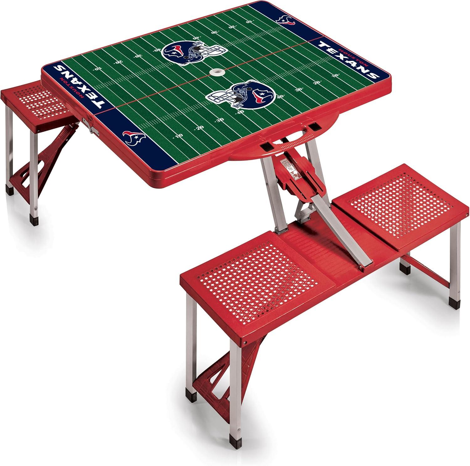 image:imagePICNIC TIME NFL Picnic Table Portable Folding Table with Seats and UmbrellaRed