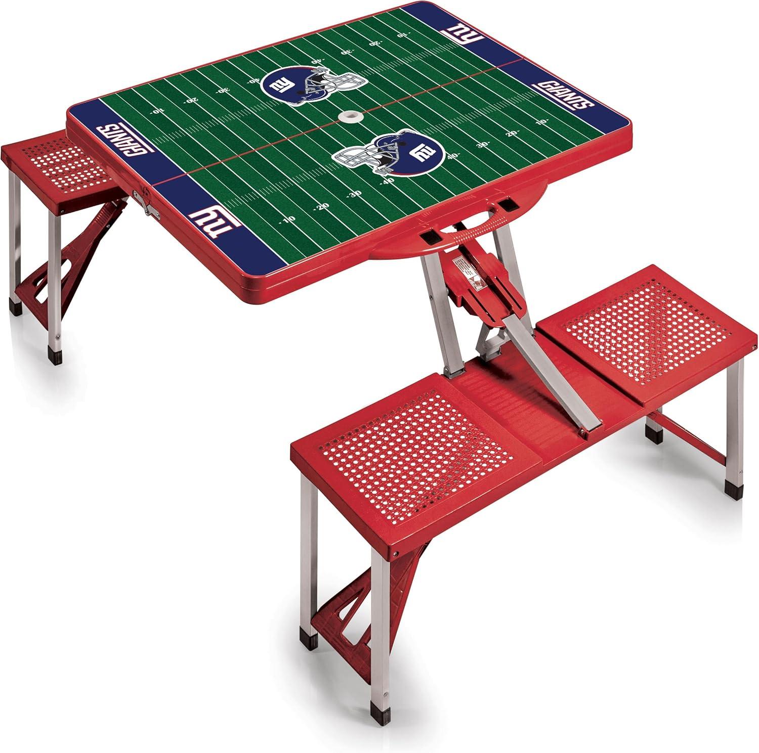 image:imagePICNIC TIME NFL Picnic Table Portable Folding Table with Seats and UmbrellaRed