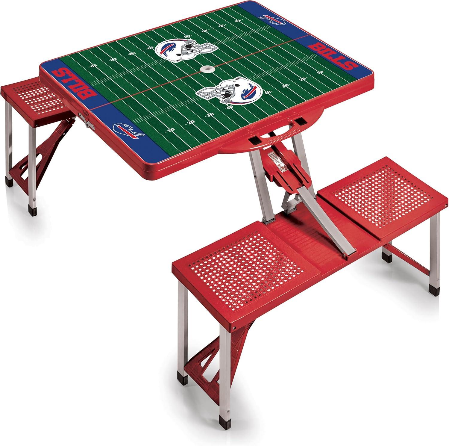 image:imagePICNIC TIME NFL Picnic Table Portable Folding Table with Seats and UmbrellaRed