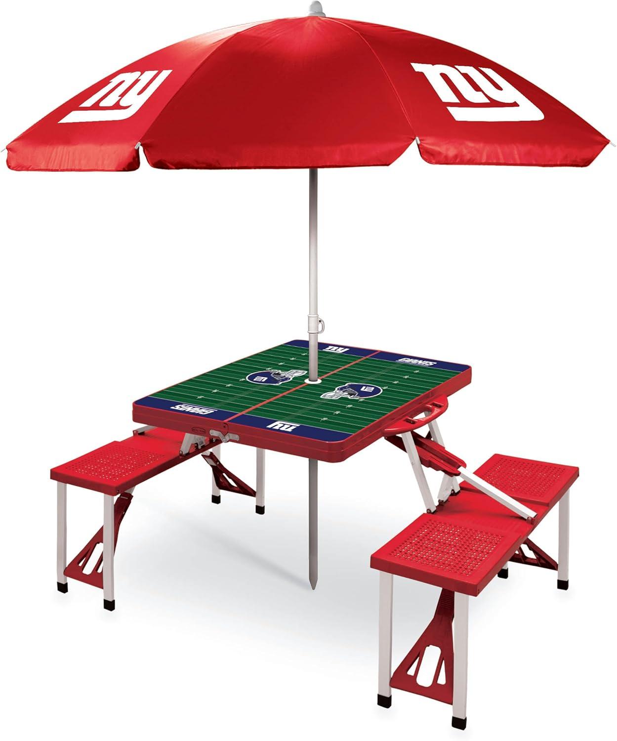 image:imagePICNIC TIME NFL Picnic Table Portable Folding Table with Seats and UmbrellaRed