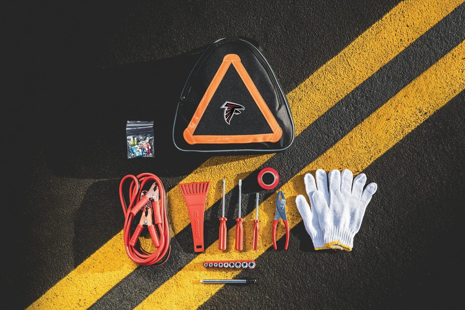 image:imagePICNIC TIME NFL Roadside Emergency Car Kit Auto Vehicle Safety Road Side Assistance with Jumper Cables and Car Tool Kit Black with Orange AccentsAtlanta Falcons