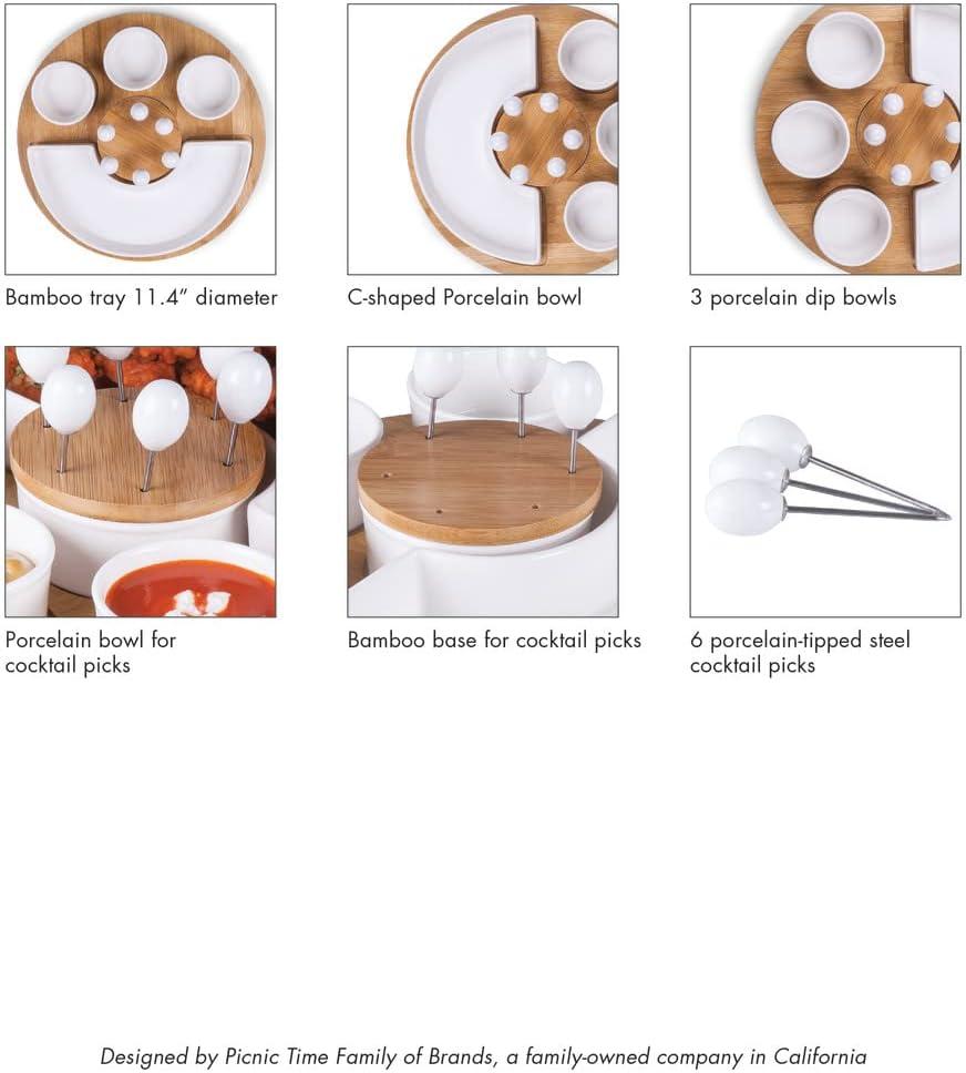 image:imagePICNIC TIME NFL Symphony Appetizer Serving Tray Set Party Platter Set Appetizer Plate Bamboo amp White CeramicIndianapolis Colts