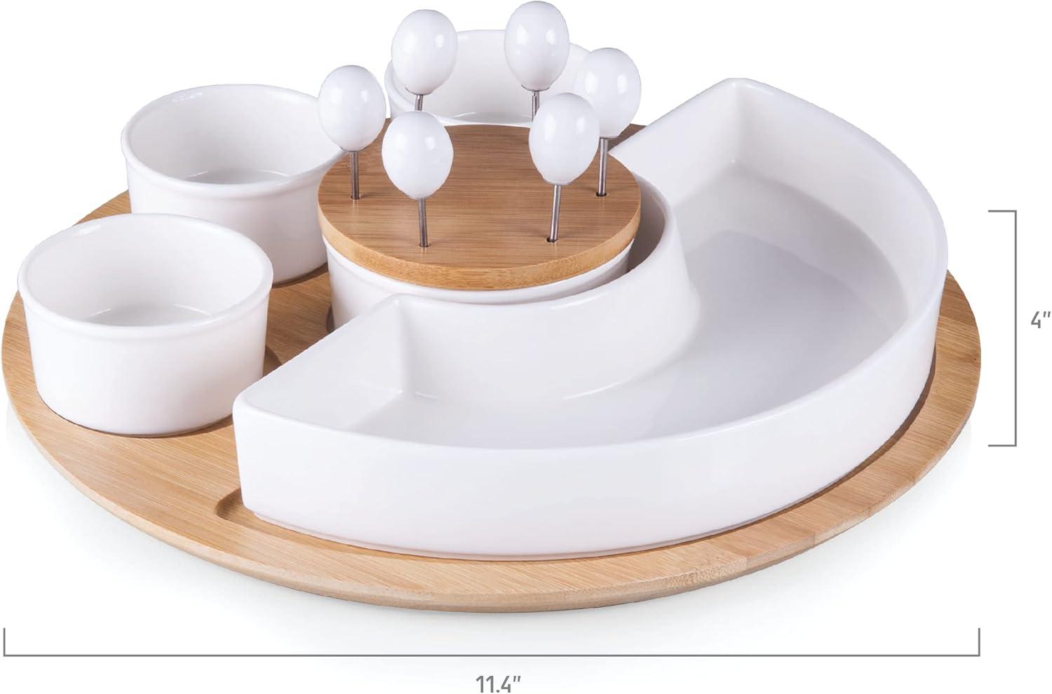 image:imagePICNIC TIME NFL Symphony Appetizer Serving Tray Set Party Platter Set Appetizer Plate Bamboo amp White CeramicWashington Commanders