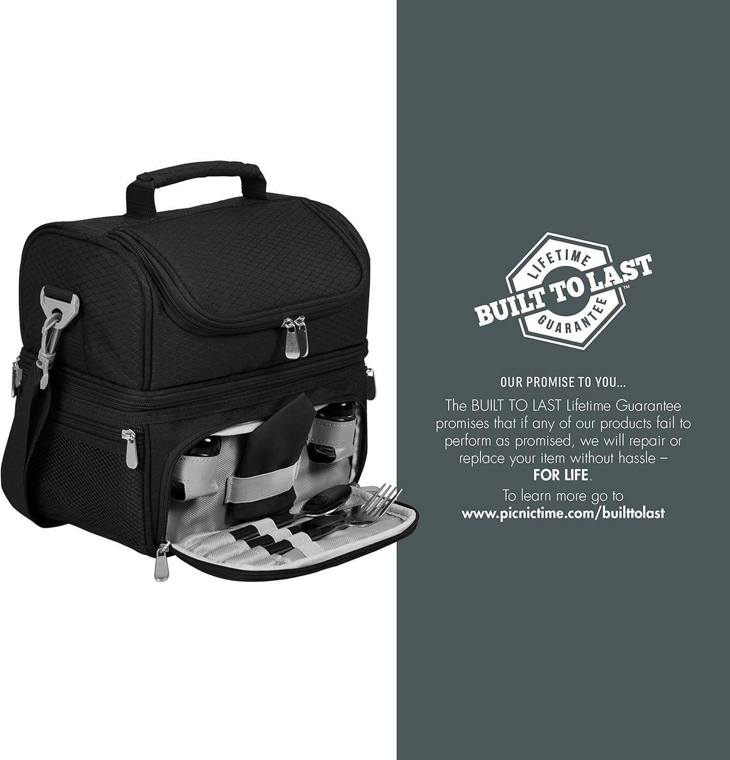 image:imagePICNIC TIME NFL unisexadult NFL Pranzo Lunch Bag Insulated Lunch Box with Picnic Set Lunch Cooler BagDetroit Lions Black