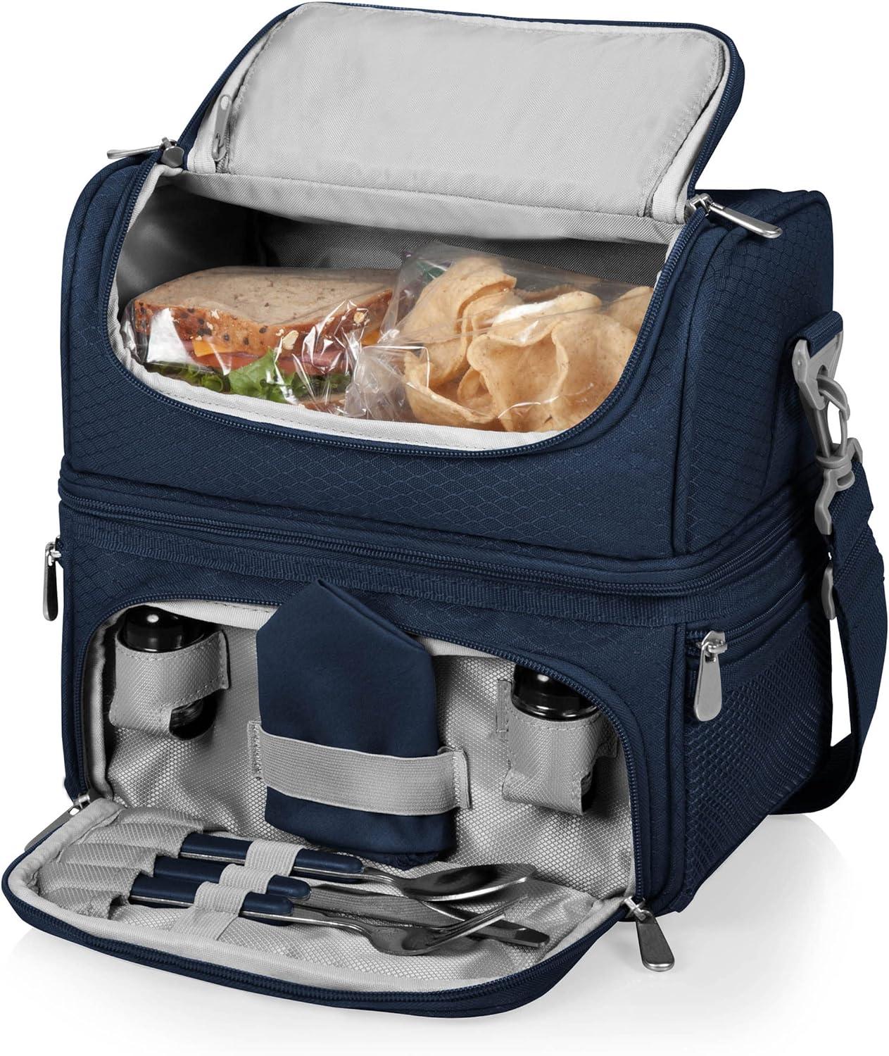 image:imagePICNIC TIME NFL unisexadult NFL Pranzo Lunch Bag Insulated Lunch Box with Picnic Set Lunch Cooler BagHouston Texans Navy Blue