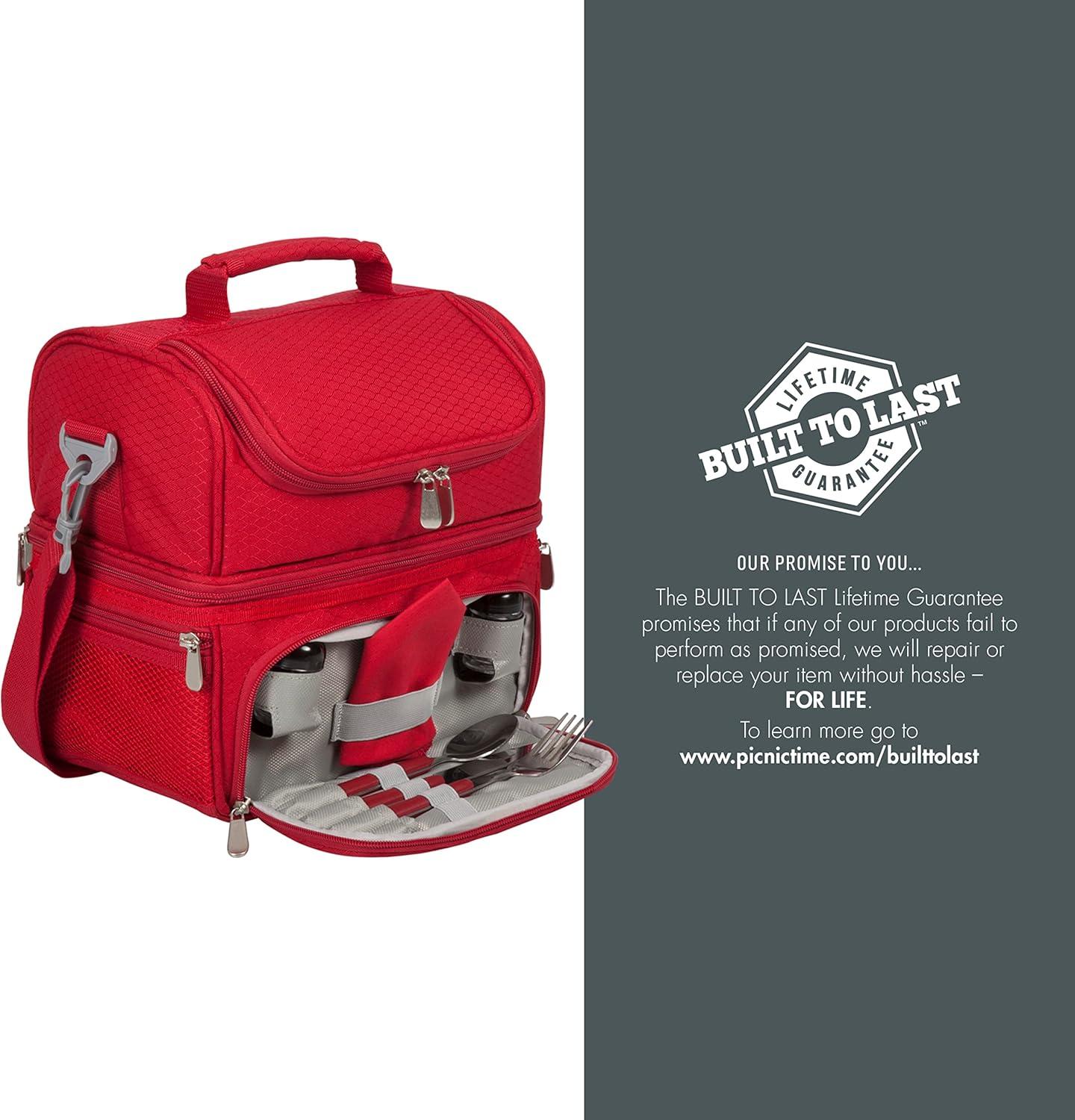 image:imagePICNIC TIME NFL unisexadult NFL Pranzo Lunch Bag Insulated Lunch Box with Picnic Set Lunch Cooler BagHouston Texans Red