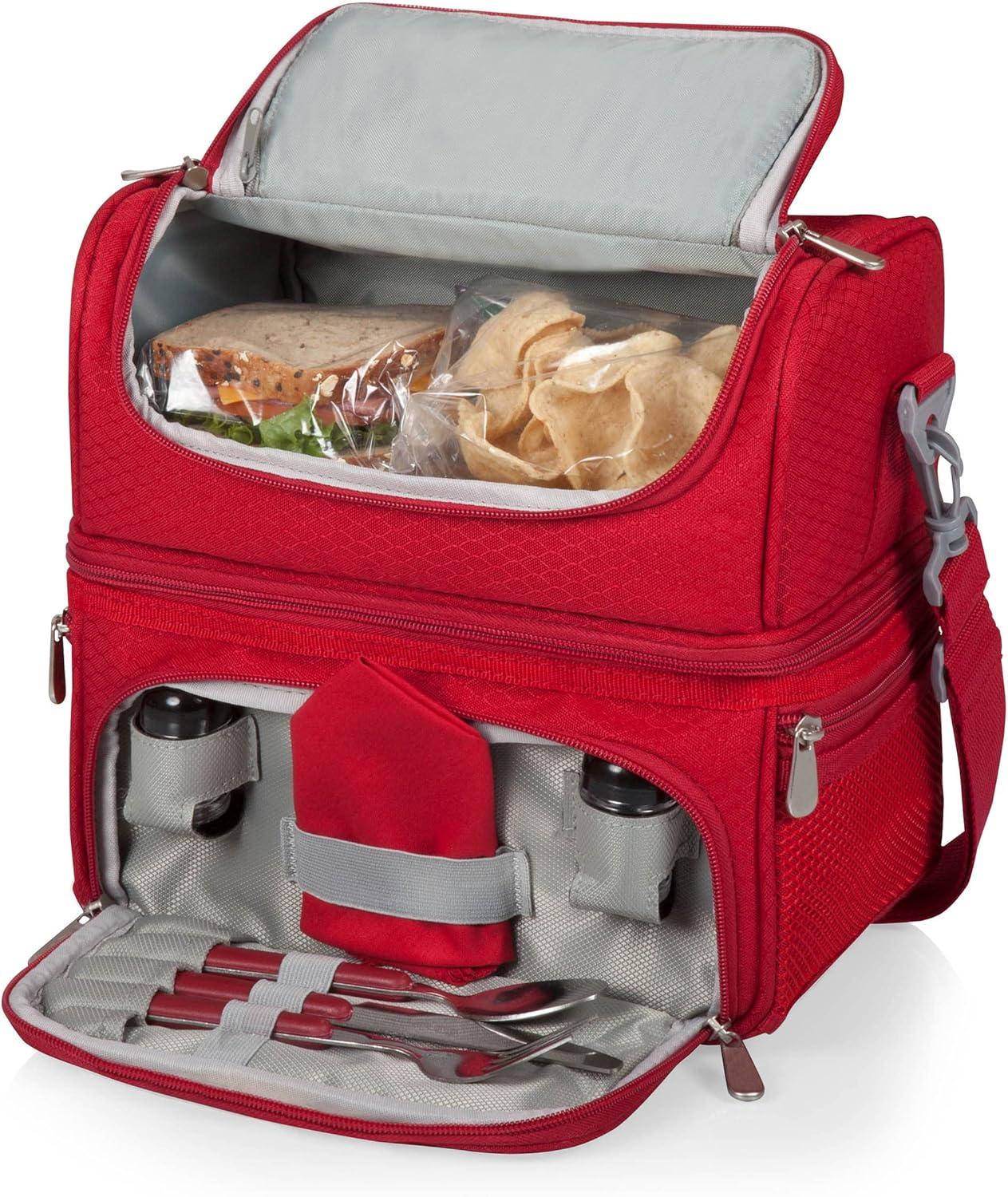 image:imagePICNIC TIME NFL unisexadult NFL Pranzo Lunch Bag Insulated Lunch Box with Picnic Set Lunch Cooler BagHouston Texans Red