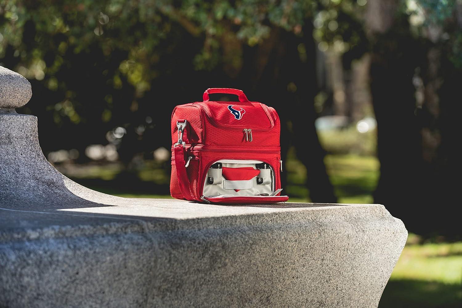 image:imagePICNIC TIME NFL unisexadult NFL Pranzo Lunch Bag Insulated Lunch Box with Picnic Set Lunch Cooler BagHouston Texans Red