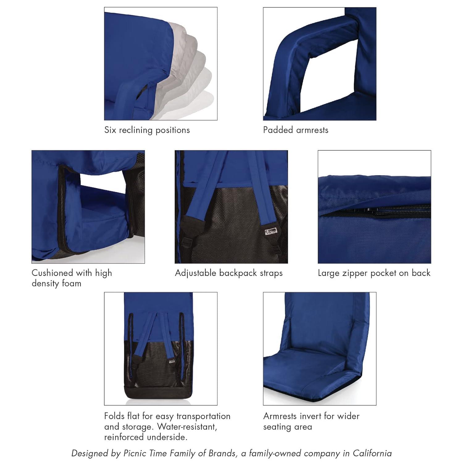 image:imagePicnic TIME NFL Buffalo Bills Ventura Reclining Stadium Seat with Back Support Bleacher Seat Beach Floor Chair Heathered GrayTennessee Titans Navy