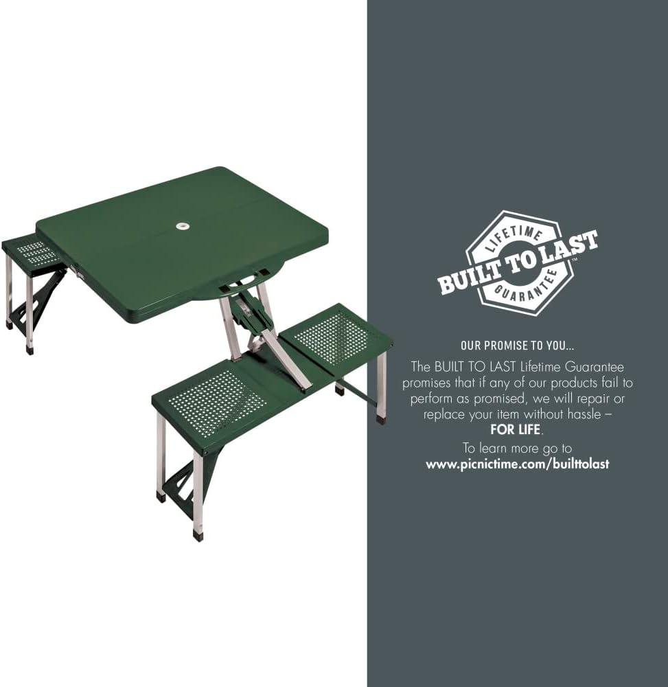 image:imagePicnic TIME NFL Football Field Folding Picnic Table Camping Table Outdoor Table with Umbrella HoleHunter Green