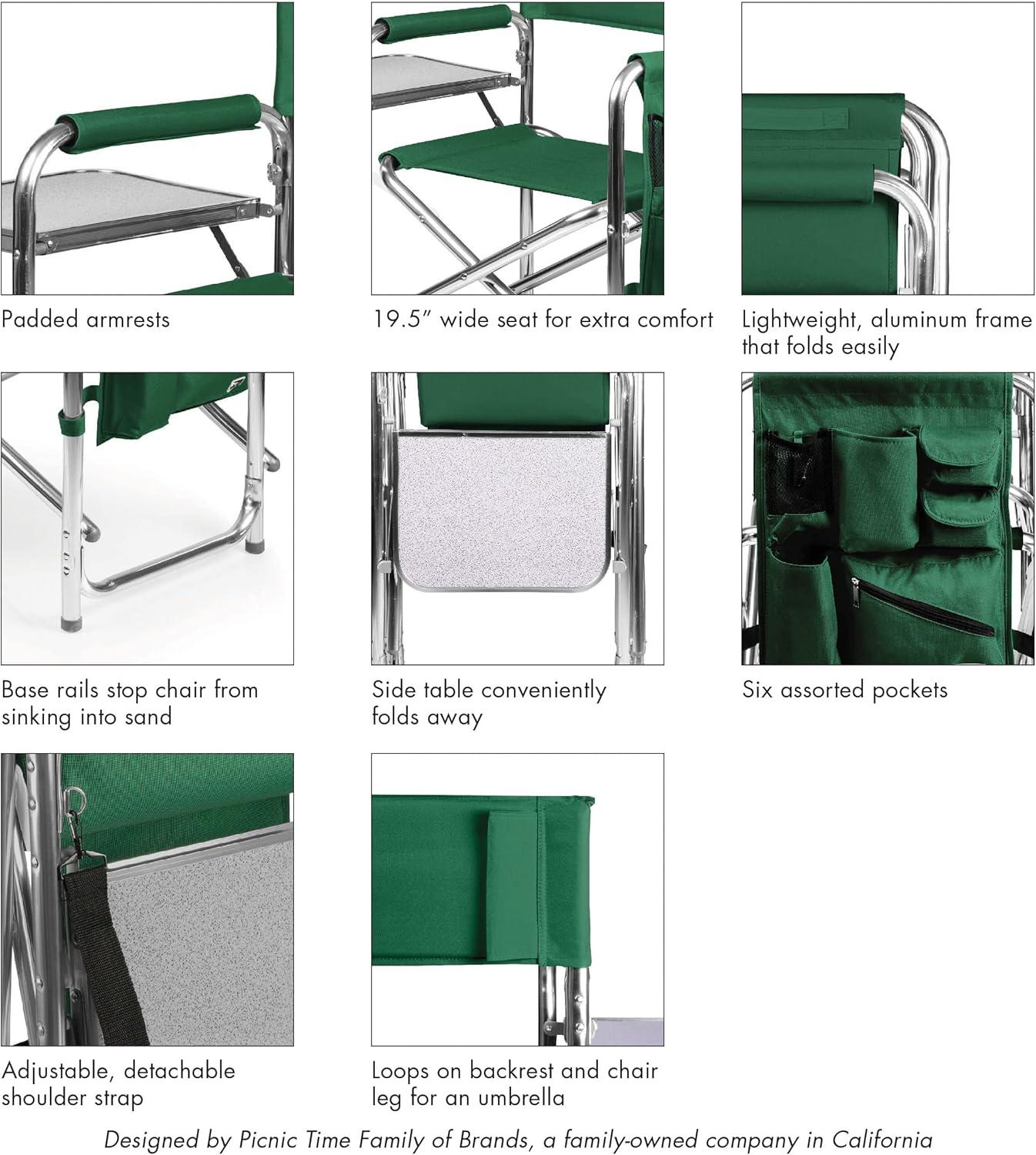 image:imagePicnic TIME NFL UnisexAdult NFL Sports Chair with Side Table Beach Chair Camp Chair for AdultsHunter Green