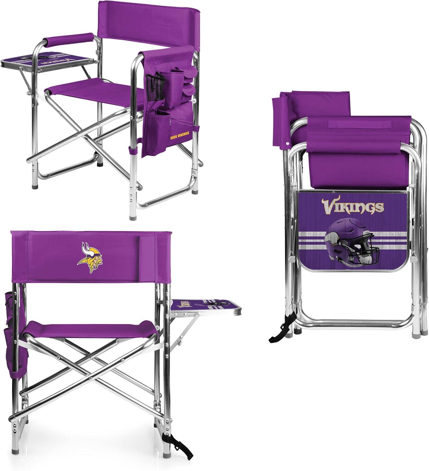 image:imagePicnic TIME NFL UnisexAdult NFL Sports Chair with Side Table Beach Chair Camp Chair for AdultsPurple