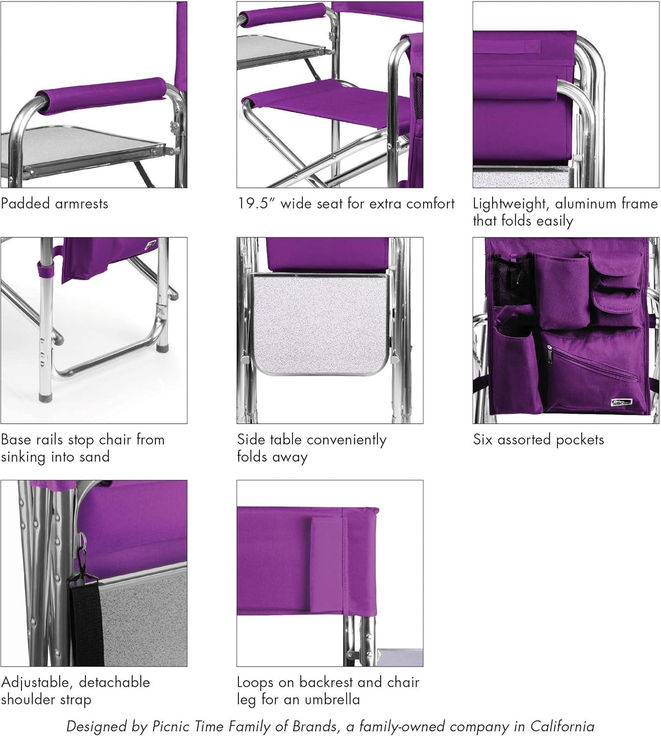 image:imagePicnic TIME NFL UnisexAdult NFL Sports Chair with Side Table Beach Chair Camp Chair for AdultsPurple