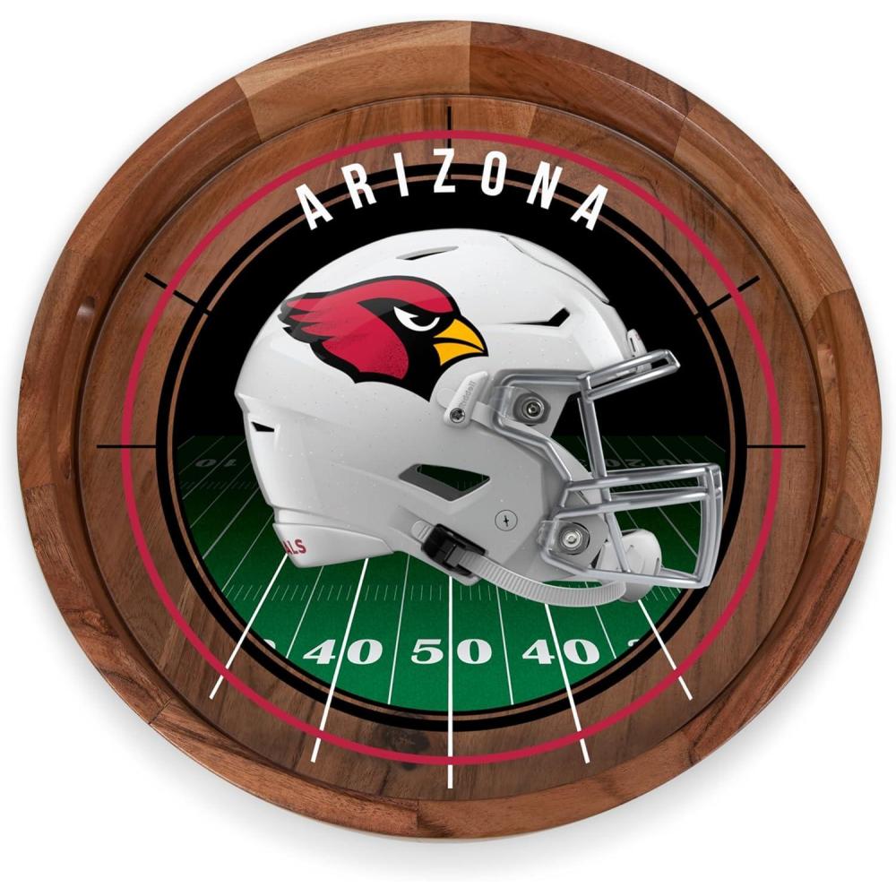 image:imagePICNIC TIME NFL Barista Serving Tray with Glass Insert Round Acacia Wood Cheese Board Serving Platter with Handles Acacia WoodArizona Cardinals