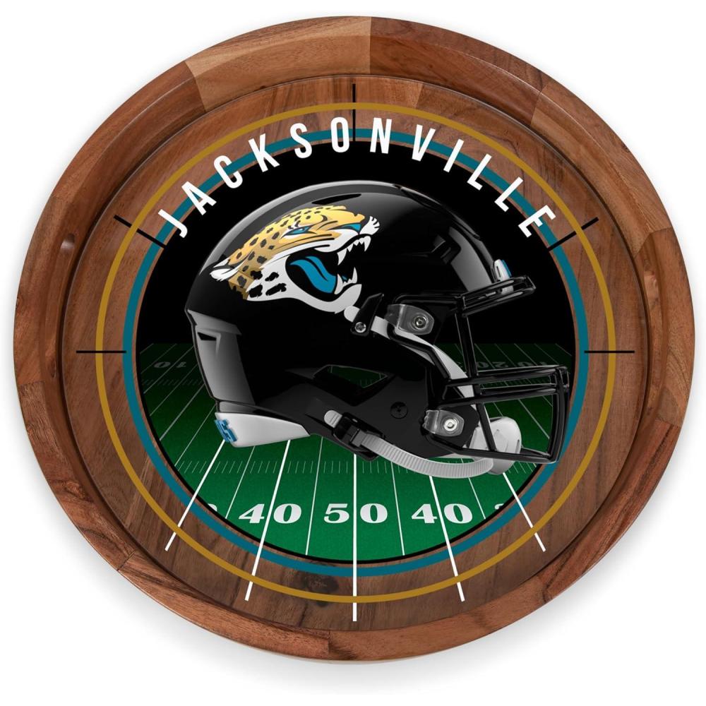 image:imagePICNIC TIME NFL Barista Serving Tray with Glass Insert Round Acacia Wood Cheese Board Serving Platter with Handles Acacia WoodJacksonville Jaguars