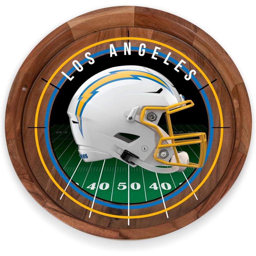image:imagePICNIC TIME NFL Barista Serving Tray with Glass Insert Round Acacia Wood Cheese Board Serving Platter with Handles Acacia WoodLos Angeles Chargers
