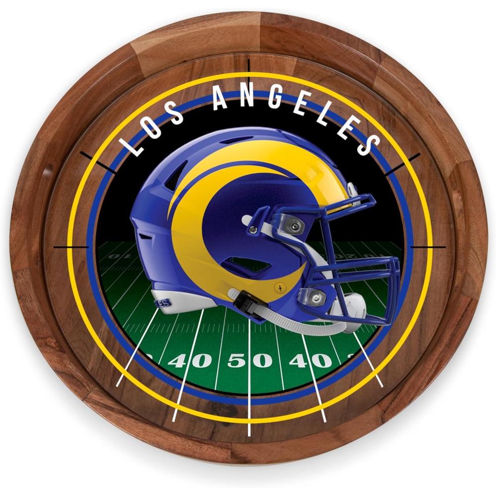 image:imagePICNIC TIME NFL Barista Serving Tray with Glass Insert Round Acacia Wood Cheese Board Serving Platter with Handles Acacia WoodLos Angeles Rams