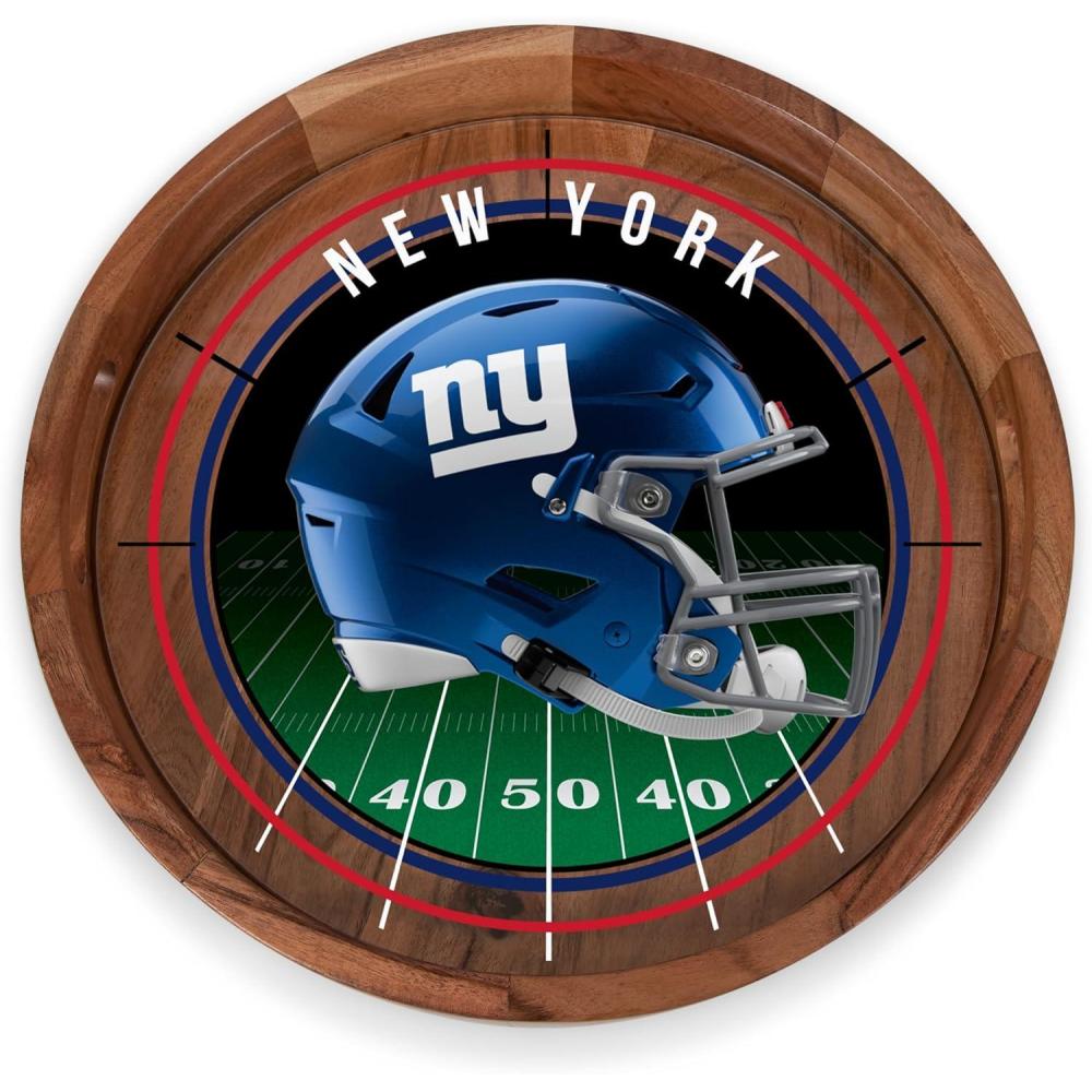 image:imagePICNIC TIME NFL Barista Serving Tray with Glass Insert Round Acacia Wood Cheese Board Serving Platter with Handles Acacia WoodNew York Giants