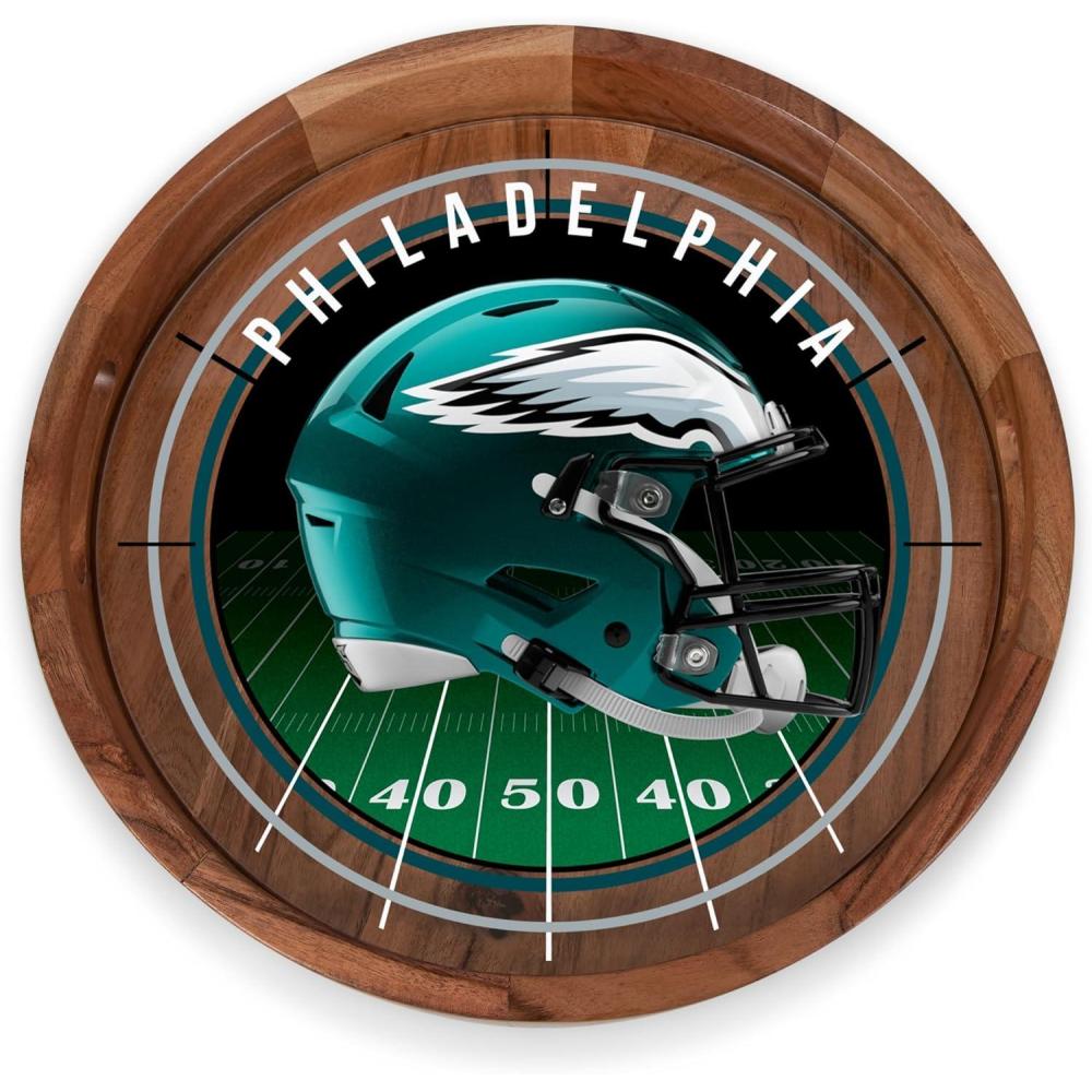 image:imagePICNIC TIME NFL Barista Serving Tray with Glass Insert Round Acacia Wood Cheese Board Serving Platter with Handles Acacia WoodWashington Commanders