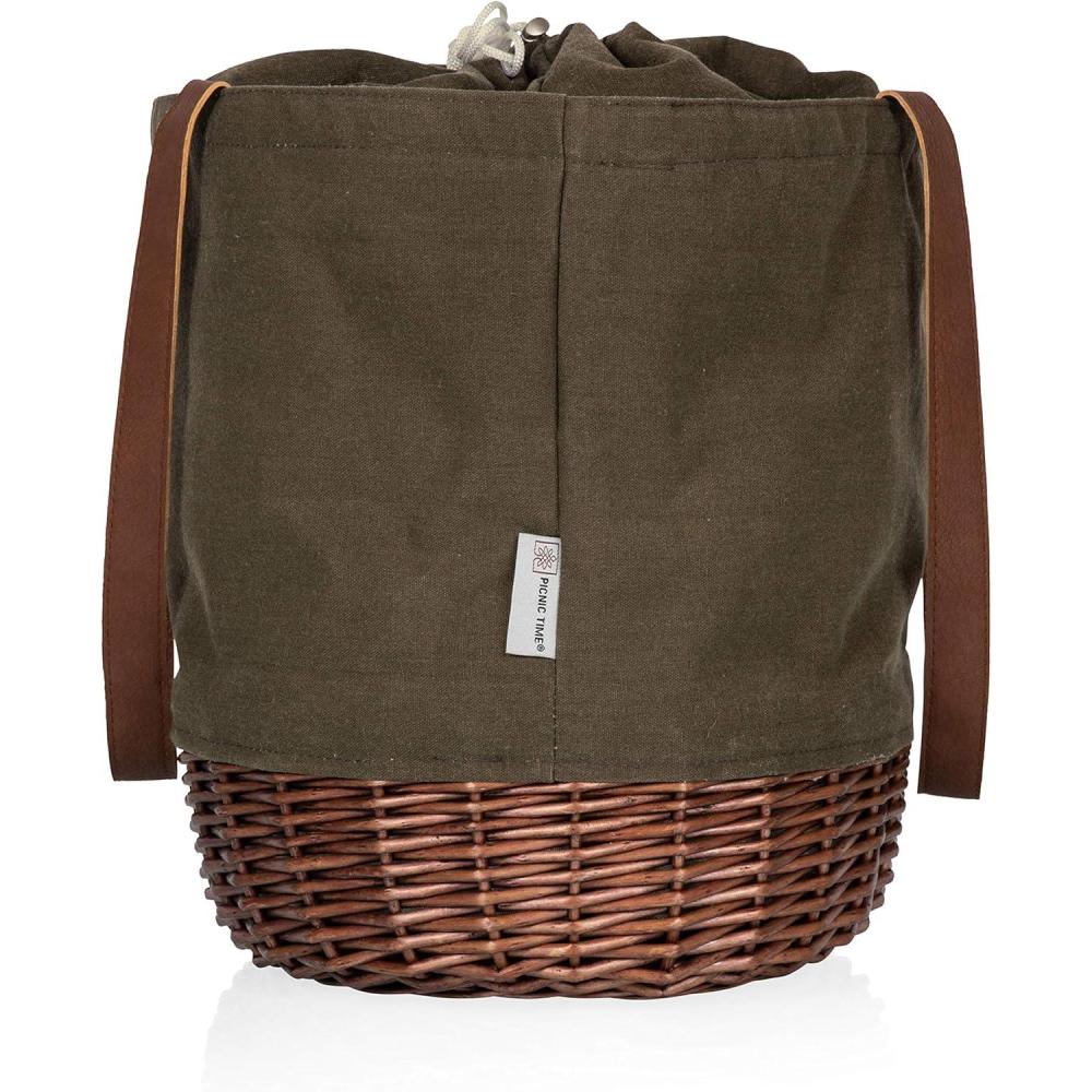 image:imagePICNIC TIME NFL Coronado Canvas and Willow Basket Tote Picnic Tote Bag Beach Tote Khaki Green with Beige AccentsWashington Commanders