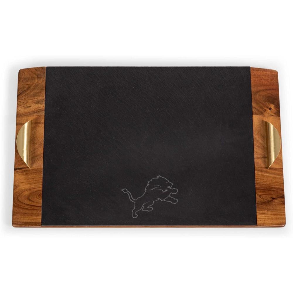 image:imagePICNIC TIME NFL Covina Acacia and Slate Serving Tray Acacia Wood amp Slate Black with Gold Accents Acacia Wood amp Slate Black with Gold AccentsDetroit Lions
