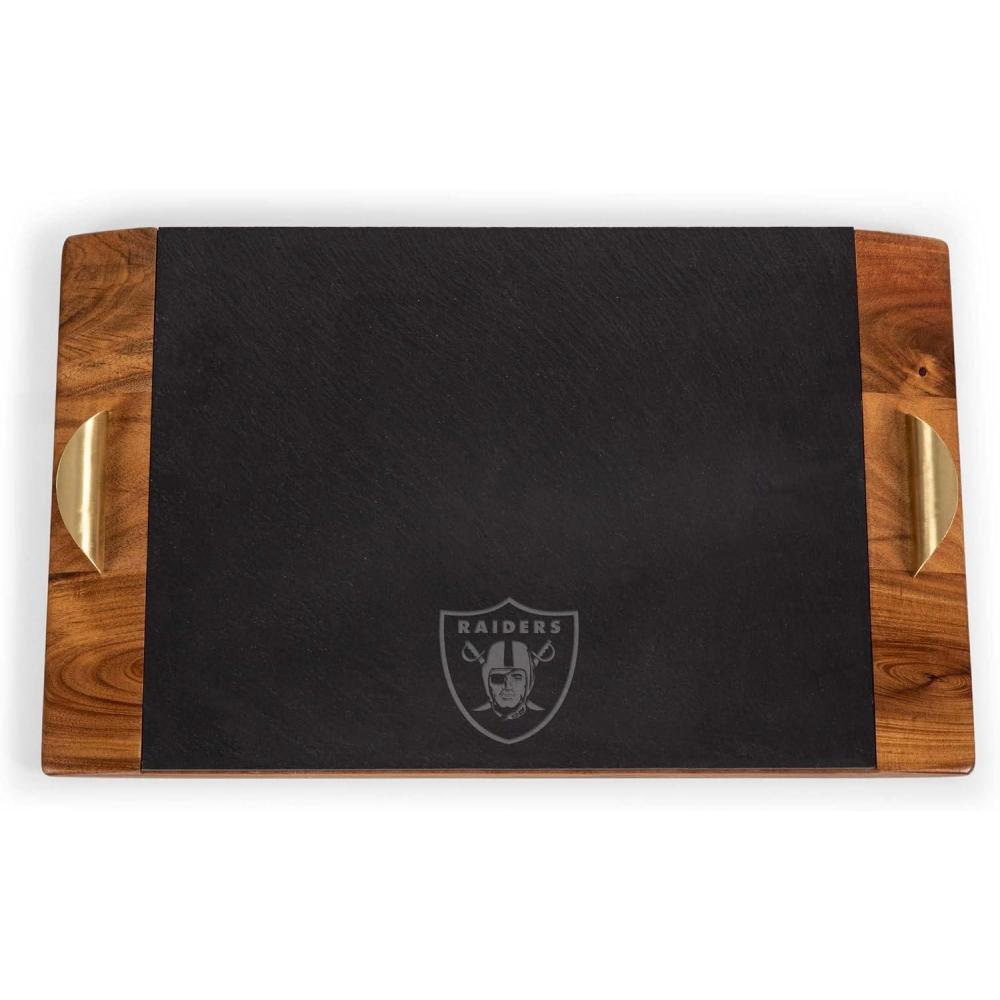 image:imagePICNIC TIME NFL Covina Acacia and Slate Serving Tray Acacia Wood amp Slate Black with Gold Accents Acacia Wood amp Slate Black with Gold AccentsLas Vegas Raiders