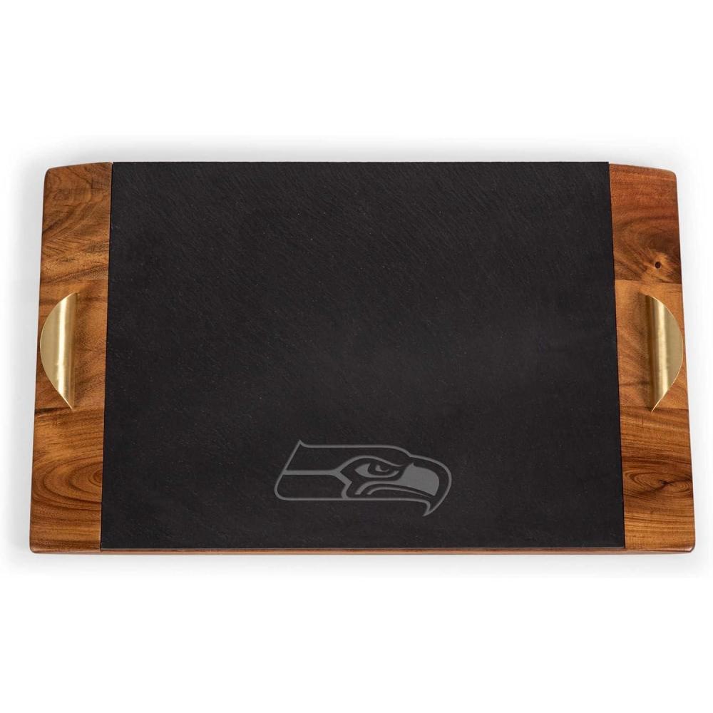 image:imagePICNIC TIME NFL Covina Acacia and Slate Serving Tray Acacia Wood amp Slate Black with Gold Accents Acacia Wood amp Slate Black with Gold AccentsSeattle Seahawks