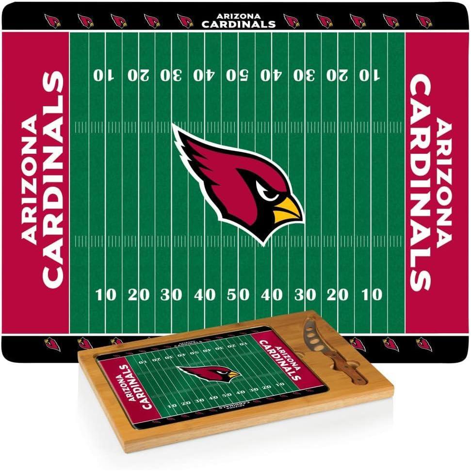 image:imagePICNIC TIME NFL Football Field Icon Glass Top Cutting Board amp Knife Set Parawood amp BambooArizona Cardinals