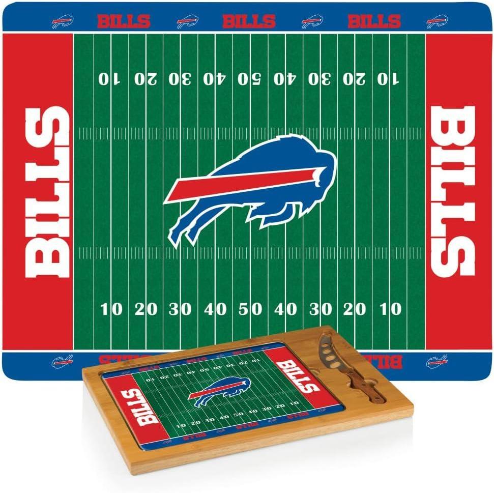 image:imagePICNIC TIME NFL Football Field Icon Glass Top Cutting Board amp Knife Set Parawood amp BambooBuffalo Bills