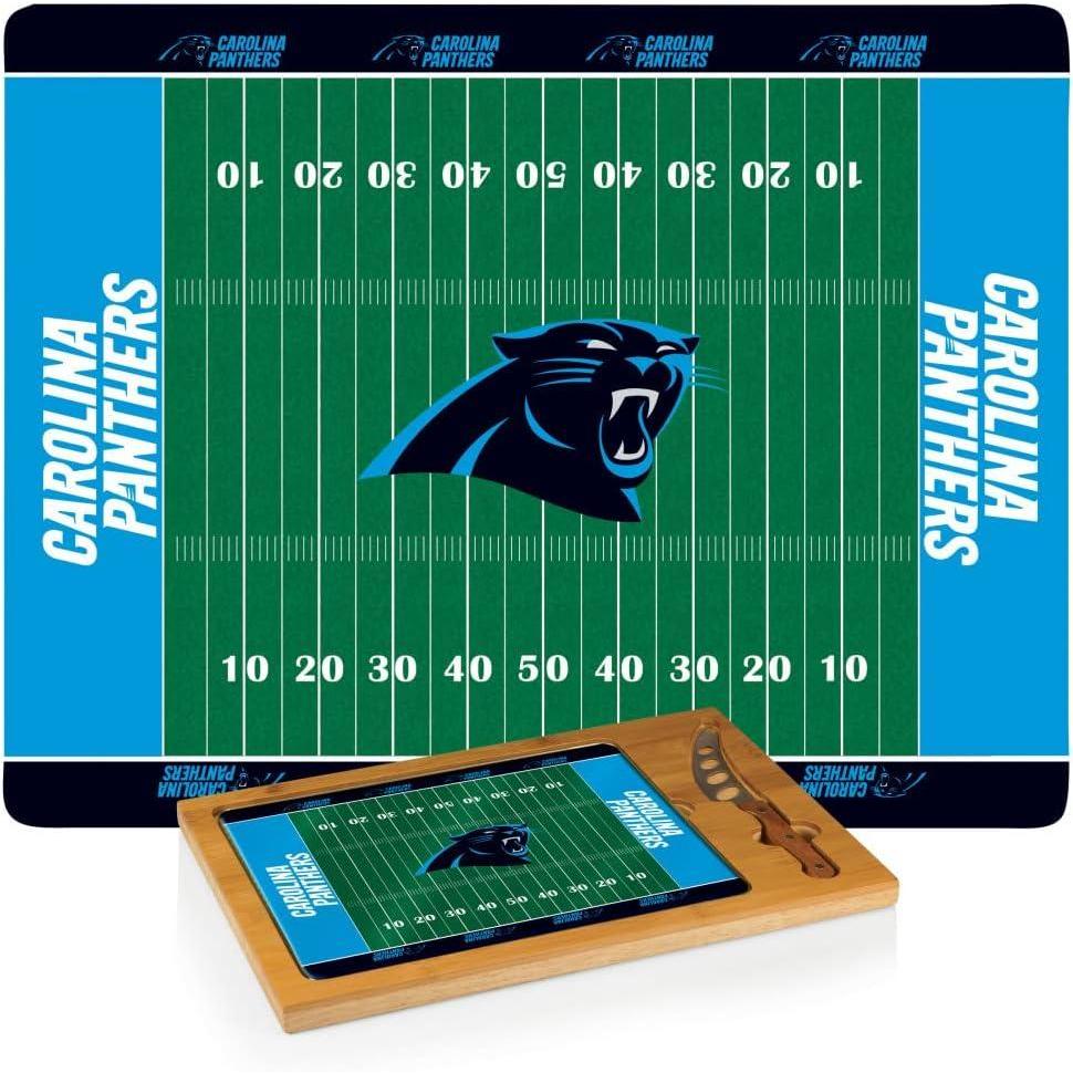 image:imagePICNIC TIME NFL Football Field Icon Glass Top Cutting Board amp Knife Set Parawood amp BambooCarolina Panthers