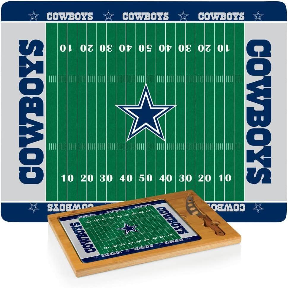 image:imagePICNIC TIME NFL Football Field Icon Glass Top Cutting Board amp Knife Set Parawood amp BambooDallas Cowboys