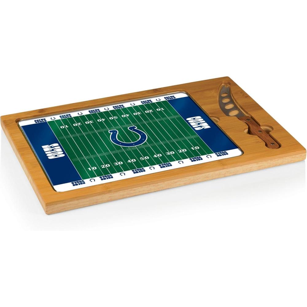image:imagePICNIC TIME NFL Football Field Icon Glass Top Cutting Board amp Knife Set Parawood amp BambooIndianapolis Colts